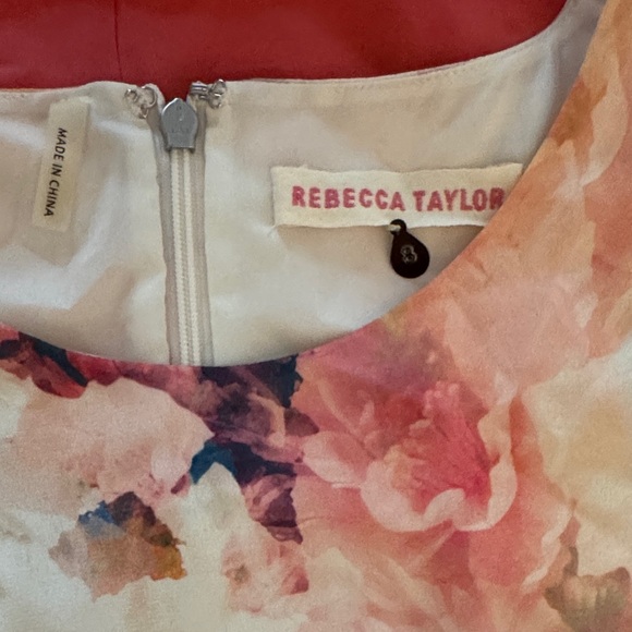 Rebecca Taylor Floral Sleeveless Dress with Coral block colour hem - Picture 3 of 3